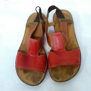 Naturalizer N5 Womens Sandals  Leather Red Tan  1/2" Heel Sz 7M